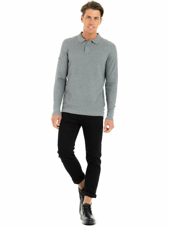 Superdry Herren Langarm-Pullover Polo Gray