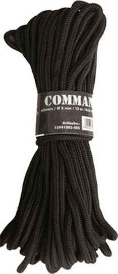 Mil-Tec Commando Rope Rope with Diameter 5mm and Length 15m Rope 5mm 15m Black 15941002-005