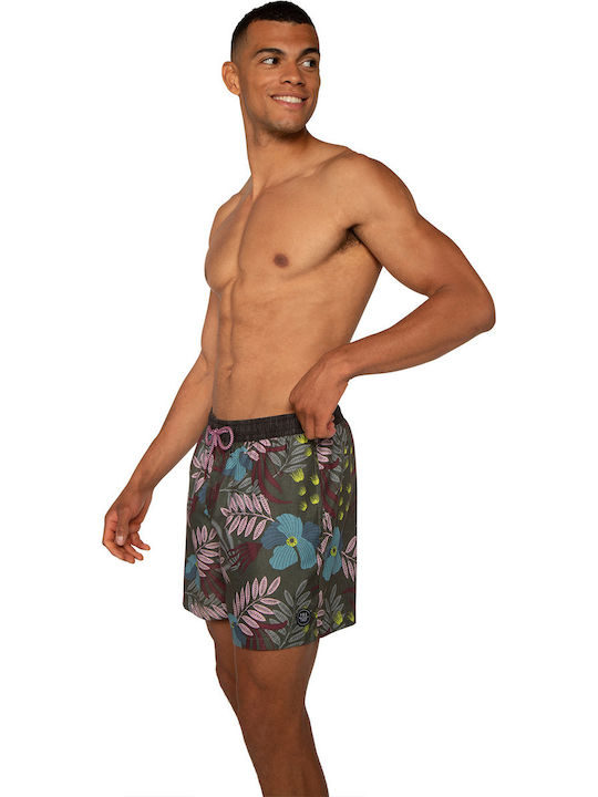 Protest Patterson Herren Badebekleidung Shorts Gray Blumen