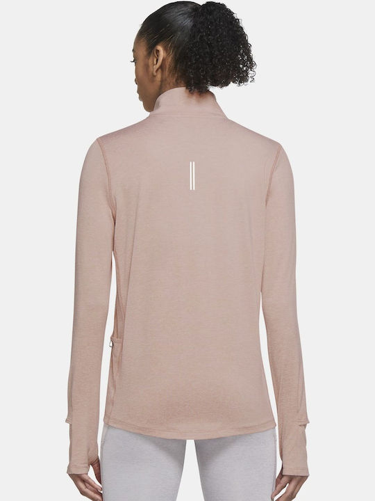 Nike Element Women's Athletic Blouse Long Sleeve with Zipper Pink