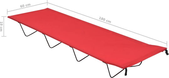 Folding Guest Bed Campaign Single Red 180x60x19cm