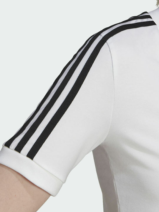 Adicolor Classics Дамски Спортен Култури Топ Къс Ръкав с V-образно Деколте Бял