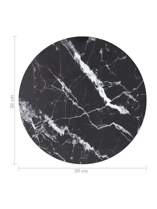 vidaXL Round Table Surface made of Glass Black 30x30cm 322261 1pcs