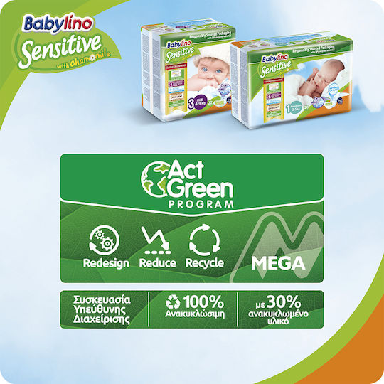 Babylino Scutece Cu Bandă Adezivă Sensitive Nr. 3 Pentru 4-9kg 168 Bucăți