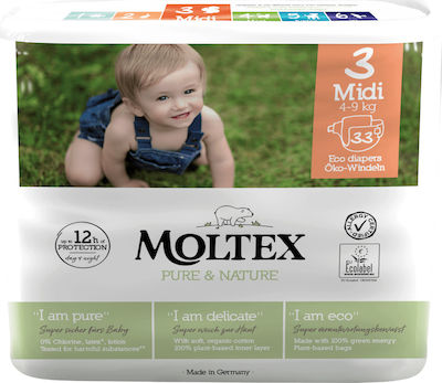 Moltex Pure & Nature Πάνες με Αυτοκόλλητο No. 3 για 4-9kg 33τμχ