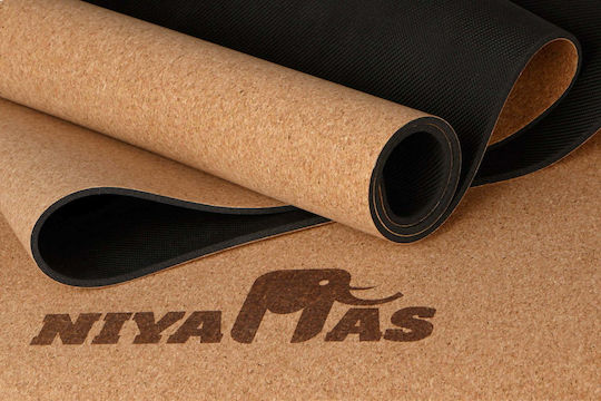 Niyamas Eco Cork Atma Exercise Mat Yoga Brown with Carry Strap (183x66x0.5cm)