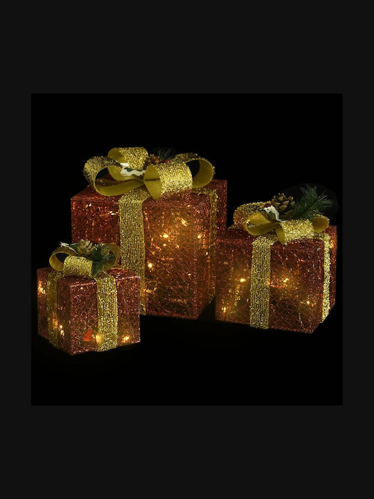 vidaXL Beleuchtet Weihnachtliche Stoff Figur Box Rot 3Stück