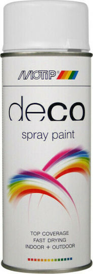 Motip Dupli Spray Farbe Deco Acryl mit Satin,σατεν Effekt Reines Weiß RAL 9010 400ml