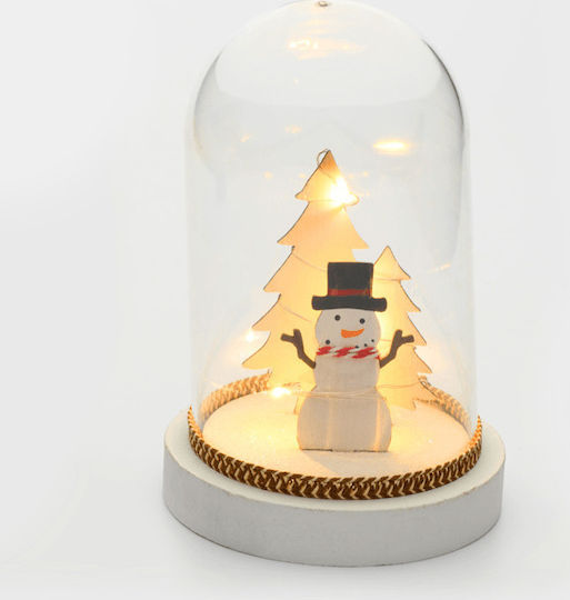 Crăciun Iluminată Ornamental Borcan cu Om de Zăpadă Baterie 12x12x18cm 1buc Plastic 12x18cm - Plastic 12x18cm