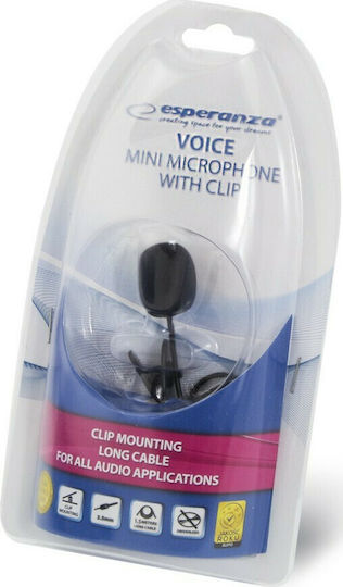 Esperanza Mini Microphone Clip Voice Δυναμικό Microfon 3.5mm Πέτου, Clip On pentru Vocale
