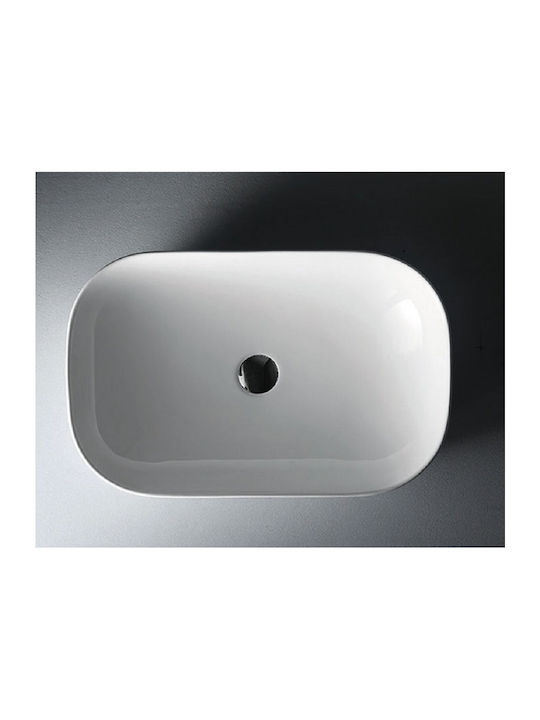 Karag Aufgesetztes Waschbecken Porzellan 60x39x14.5cm Weiß