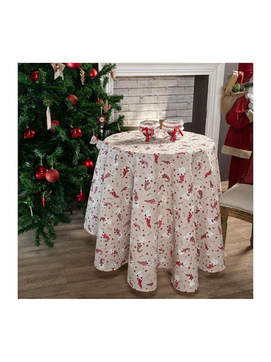 Teoran Zermatt Christmas Tablecloth Fabric Red L180xW135cm.
