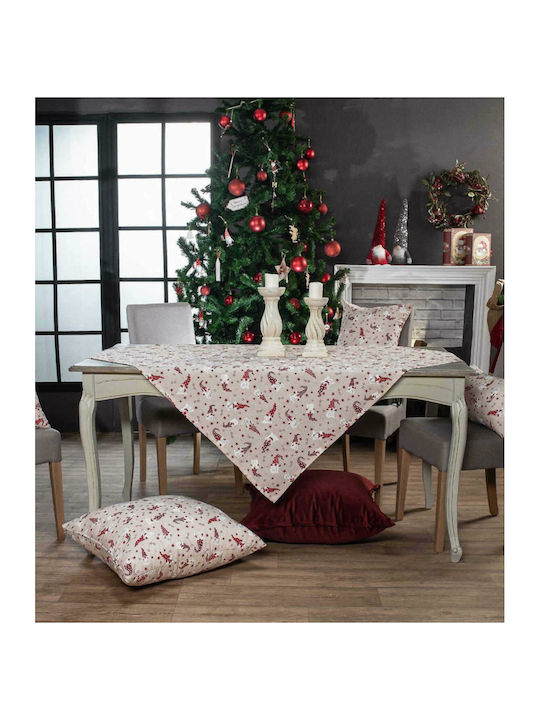 Teoran Zermatt Christmas Tablecloth Fabric Red L180xW135cm.