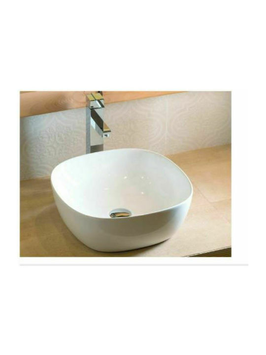 Karag Aufgesetztes Waschbecken Porzellan 41x41x15cm Weiß