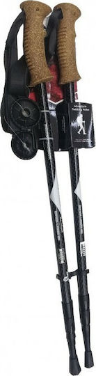 AlpinPro Pair of Telescopic Aluminum Fast Lock Trekking Poles with 3 Sections Pathfinder Black 285gr