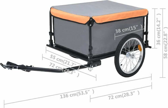 Vidaxl Bicycle Trailer Cargo Transport Gray Orange 65 K