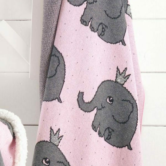 Rythmos Pătură Pepinieră Swaddling pături Elephant Jacquard 100% bumbac Roz 80x100cm