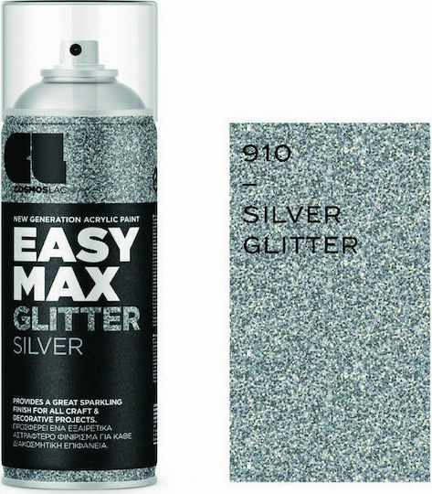 Cosmos Lac Спрей Боядисване Easy Max Акрилен с Блестящи Ефект Silver 400мл