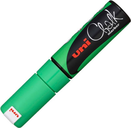 Uni-Ball Chalk Marker PWE-8K Μαρκαδόρος Πράσινος Μαυροπίνακα Υγρής Κιμωλίας για Γυαλί Φωσφοριζέ 8.0mm