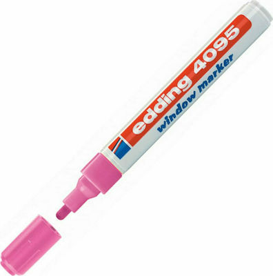 Edding Chalk Marker 4095 Μαρκαδόρος Ροζ Μαυροπίνακα Υγρής Κιμωλίας για Γυαλί Στρογγυλή Μύτη Φωσφοριζέ