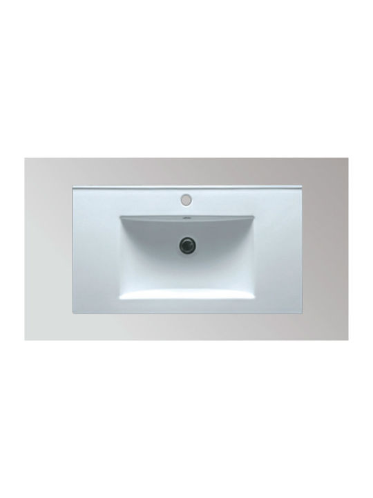KLP Piccolo Eingelassenes Waschbecken Porzellan 120x46x18cm Weiß
