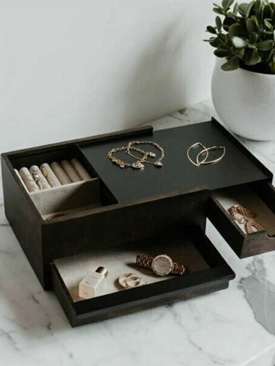 Umbra Stowit Wooden Jewellery Box with Drawer Brown 26x22.2x12.1cm