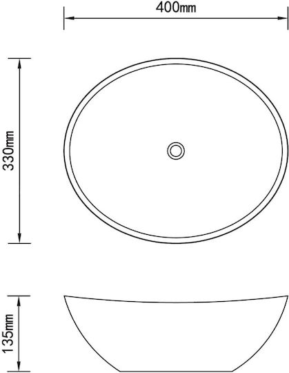 vidaXL Επικαθήμενος Νιπτήρας Κεραμικός 40x33cm Καφέ