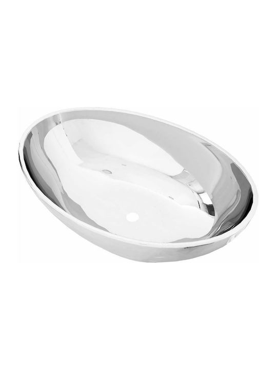 vidaXL Επικαθήμενος Νιπτήρας Κεραμικός 40x33x13.5cm Ασημί