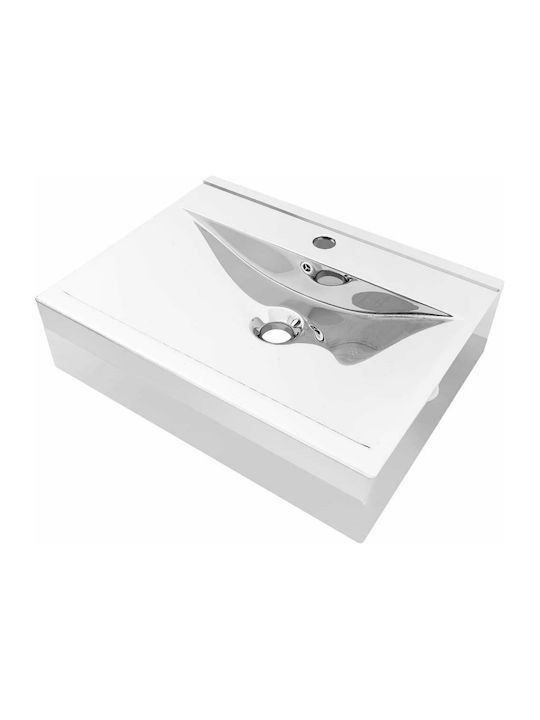 vidaXL Aufgesetztes Waschbecken Keramik 60x46x16cm Silber