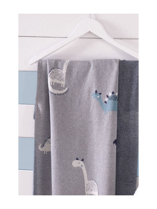 Rythmos Blanket Nursery Swaddling Blankets Dino Jacquard Cotton Gray 80x100cm