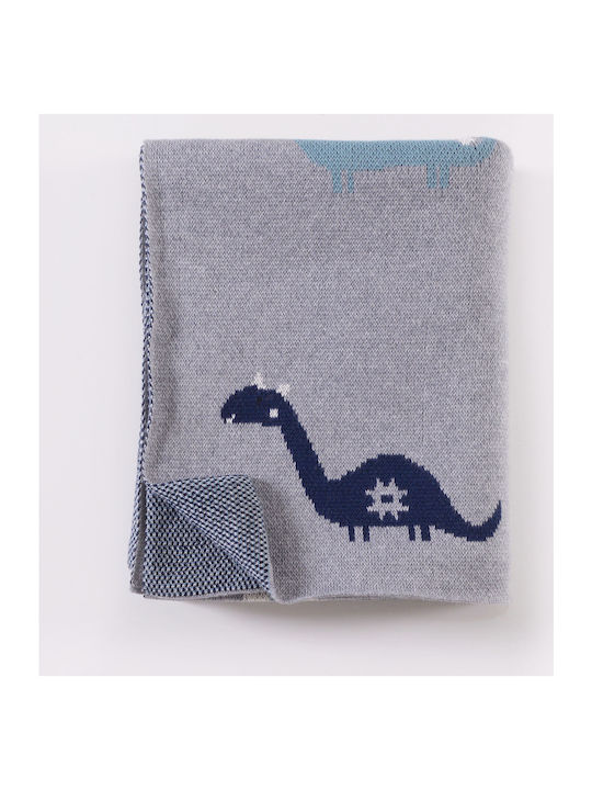 Rythmos Blanket Nursery Swaddling Blankets Dino Jacquard Cotton Gray 80x100cm