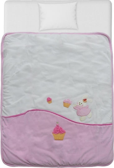 Bebe Stars Κουβέρτα Αγκαλιάς & Λίκνου Cupcake Βελουτέ Ροζ 90x110εκ.