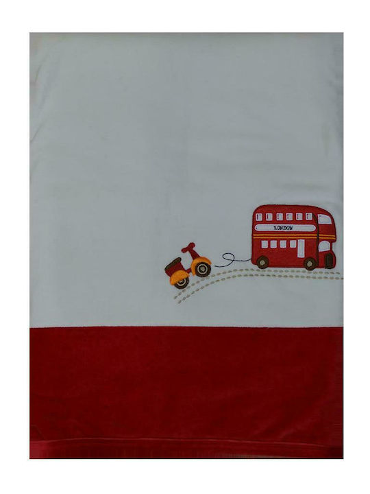 Bebe Stars Κουβέρτα Αγκαλιάς & Λίκνου Happy Travel Βελουτέ Κόκκινη 90x110εκ.