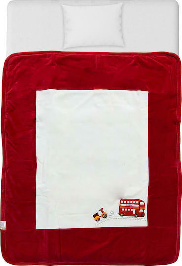 Bebe Stars Κουβέρτα Αγκαλιάς & Λίκνου Happy Travel Βελουτέ Κόκκινη 90x110εκ.