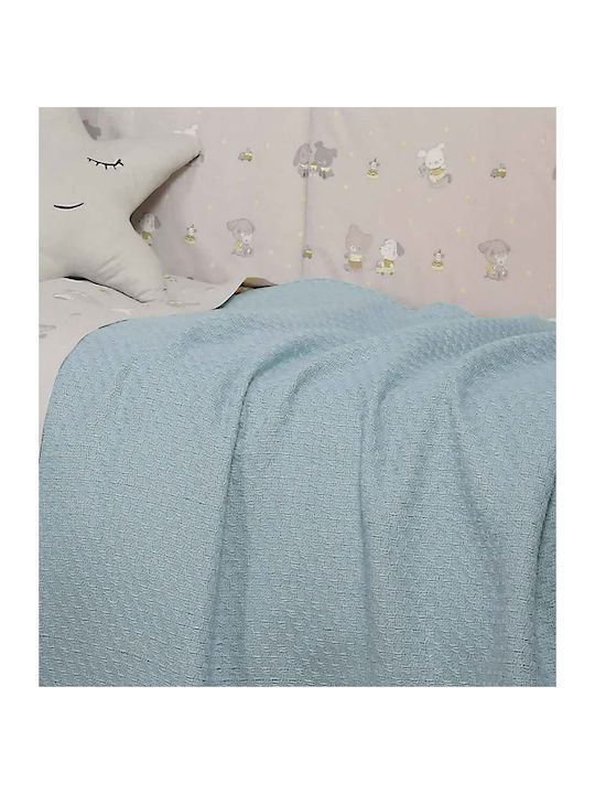 Nef-Nef Homeware Одеяло Детско легло Smooth 100% памук Син 150x110см.