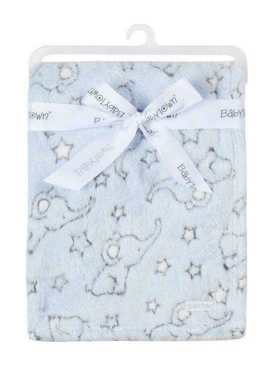 Babytown Blanket Nursery Swaddling Blankets Elephant Velvet Light Blue Sky 75x90cm