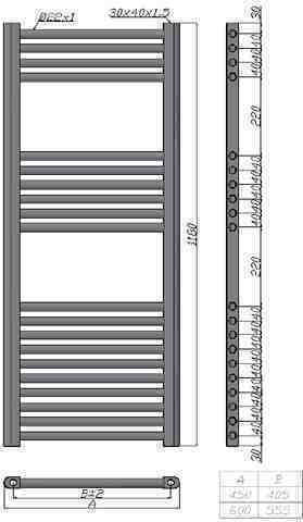 Karag Nile Towel Rail Bathroom 1180x600 520kcal/h White