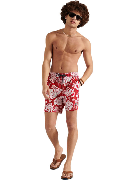 HAWAIIAN Herren Badebekleidung Shorts Rot Blumen