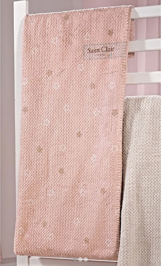 Saint Clair Κουβέρτα Κούνιας Ultrasoft Starlight Βελουτέ Ροζ 110x140εκ.
