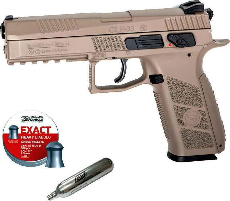 Asg Αεροβόλο Πιστόλι CO2 CZ P09 Pellet Airgun Full FDE Blowback 4