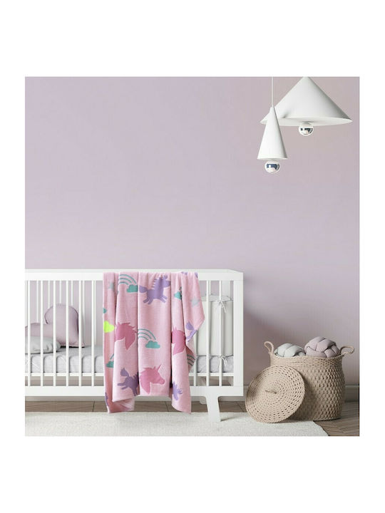 Kocoon Κουβέρτα Αγκαλιάς & Λίκνου Shiny Unicorn Fleece Ροζ 80x110εκ.