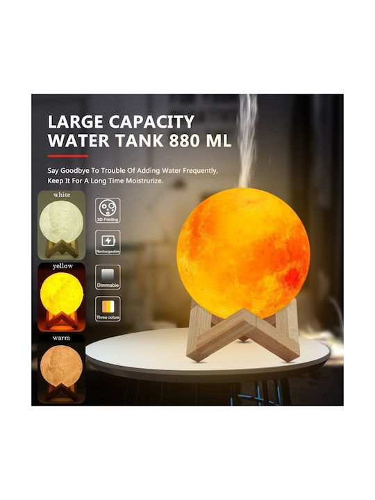 Led Συσκευή Αρωματοθεραπείας Υπερήχων MX-08 Lamp Humidifier με Χρονοδιακόπτη Λευκή 880ml