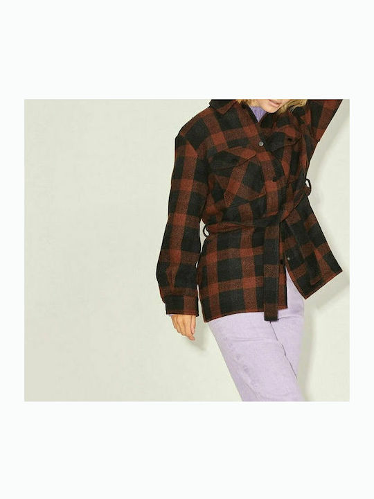 Women's Checked Navy Blazer Overshirt