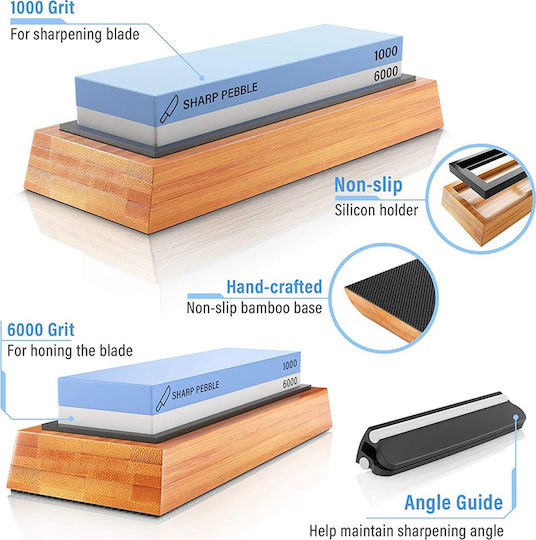 Sharp Pebble Knife Sharpening Stone Double with Density 1000/6000