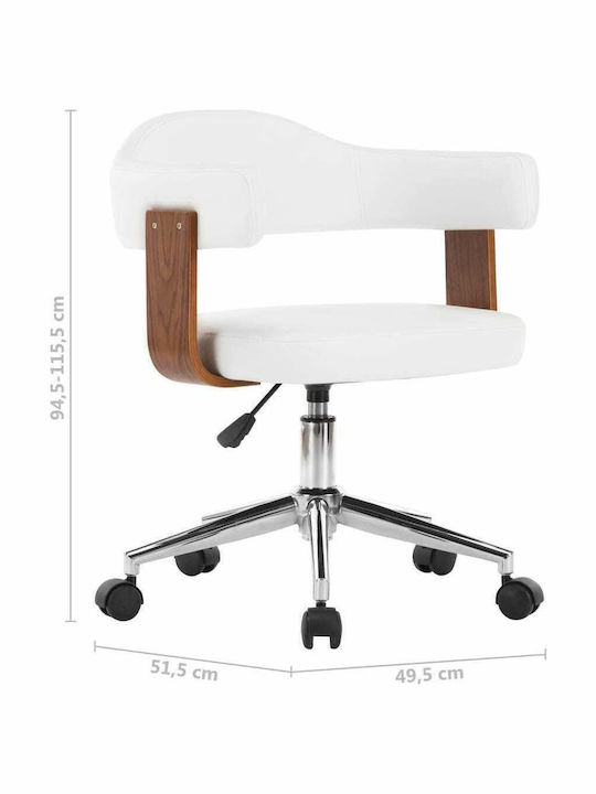 Rotativă Fotoliu Vizitator cu Brațe & Roți Alb 49.5x51.5x94cm 4buc