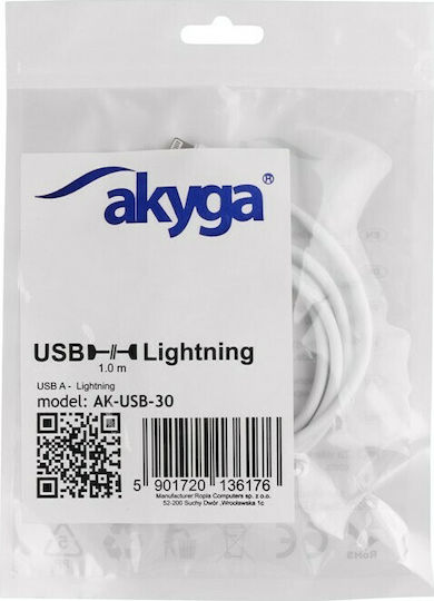 Akyga USB-A zu Lightning Kabel Weiß 1m (AK-USB-30)