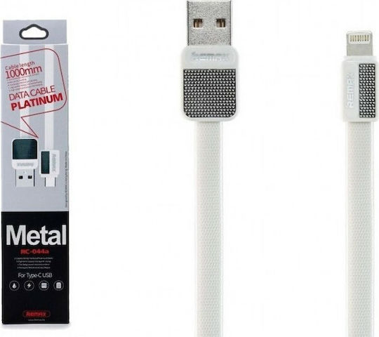 Remax Platinum RC-044i Flat USB-A la Cablu Lightning Alb 1m