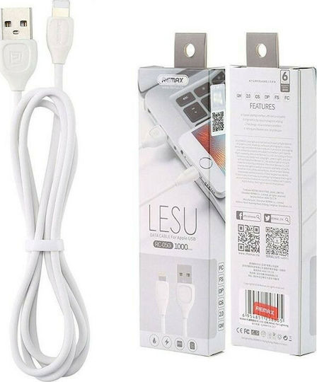 Remax Regular USB to Lightning Cable Λευκό 1m (Lesu)