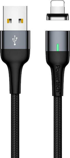 Powertech Magnetic Detachable USB-A to Lightning Cable Black 1m (PT-755)