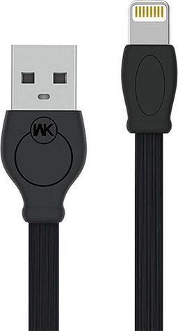 WK Flat USB-A la Cablu Lightning Negru 1m